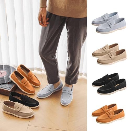 Mens Suede Loafers Casual Slip On, Loafers in Breathable Leather, Lightweight Comfort Non-Slip Walking Work Dress Shoes3
