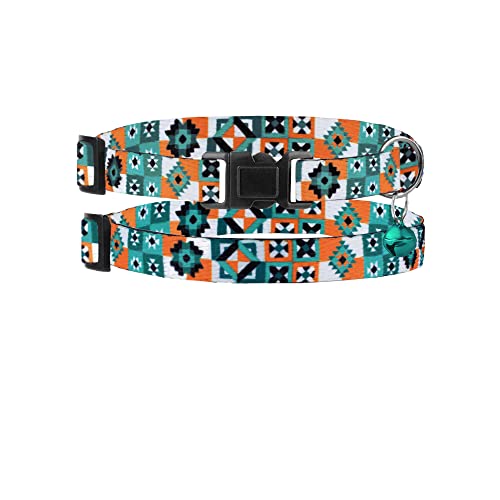 Breakaway Cat Collar With Bell - 2 Pack Safety Tribal Pattern Geometric Aztec Print Collars For Cats Kitten (Scandinavian + Aztec) #TOP3