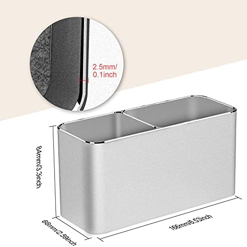 VAYDEER metalowy pojemnik na długopisy, aluminiowy, na długopisy, na biurko, organizer na pędzle, do biura, szkoły, srebrny