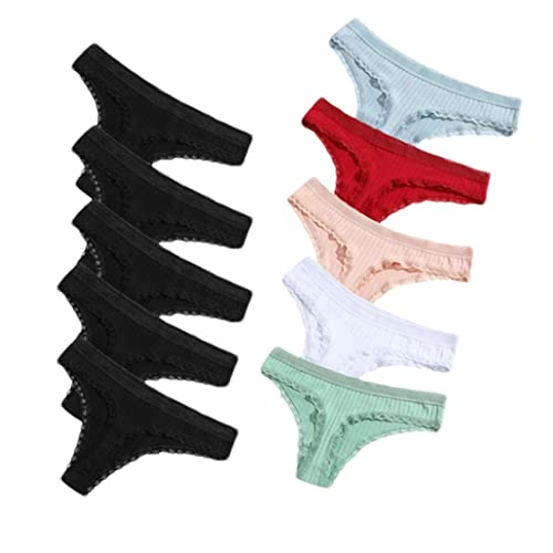 String en coton pour femme keusyoi lot de 10 sous-vêtements en dentelle grande taille noir uni