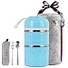 Cute Lunch Box Insulated Lunch Bag Bento Box Food Container Storage Boxes With Cutlery For Adults Office Camping (2 tiers(blue)) …