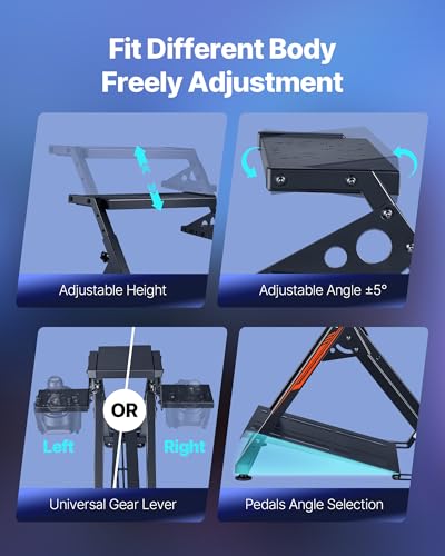 Image of VEVOR Racing Wheel Stand, Adjustable & Foldable Simulator Stand for Logitech G923 G920 G29 G27, Thrustmaster T300RS TX F458 T500RS T3PA-PRO(F1 /GT) Gaming Cockpit,Pedals Simulator NOT Included,Compact