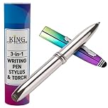 KING OF FLASH 3-in-1 Stylus Pen With Light, Capacitive Aluminium Pen Stylus, LED Torch Light, Ballpoint Pen (Multi Colour - Black Ink)