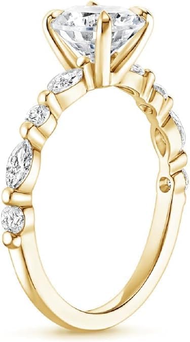 Marquise Cut Moissanite Engagement Ring 2CT VVS1 Colorless Solitaire Wedding Anniversary Ring Big Handmade Gift for Her, 925 Silver/10K/14K/18K Gold (Yellow, 2 CT)