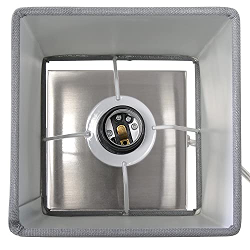 Simple Designs Lt1087-Gry Petite Brushed Nickel Usb Charging Bedside Night Stand Table Lamp Pull Chain Switch, Gray Fabric Shade #TOP7