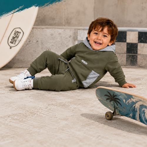 Image of Volcom Infant Toddler Baby Boys Joggers Set - 2 Piece Fleece Pullover Hoodie and Jogger Pants Activewear Set (Sizes: 12M-7)