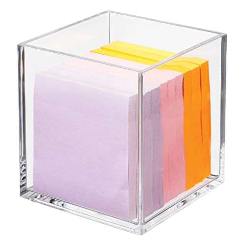 Mdesign Square Home Office Storage Organizer Container Bin For Cabinet, Drawers, Desk, Workspace - Holds Pens, Pencils, Highlighters, Notebooks - Prism Collection - 3 Pack - Clear #TOP6