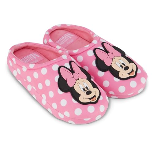 Disney Ladies Minnie Mouse Clog Slippers - Ladies Classic Minnie Mouse Slip On Clog Slippers Soft House Slippers