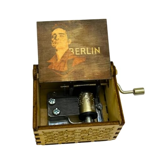 Image of Zesta Money Heist Wooden Musical Box Gift | Vintage Music Crank Mini Collectible for Girlfriend, Boyfriend, Husband, Wife | Unique Musical Gifts for Music Lovers | Classic Wooden Box