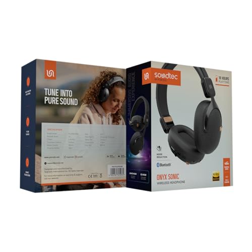 Image of Porodo Onyx Sonic Wireless headphone, Bluetooth V5.4, Hi-Res Audio, Multi-Functional Key Control, 40mm Driver, 18H Playtime, Game & EQ Mode, TF Card Playback, more than 10M Transmission Range (Black)