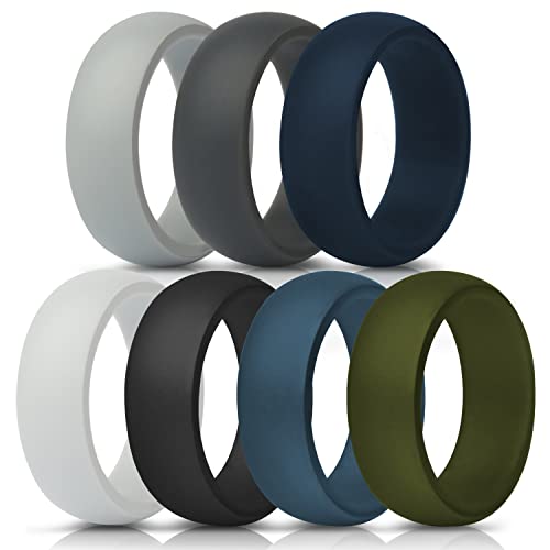 ThunderFit Silicone Wedding Ring for Men - 8.7mm Wide - 2.5mm Thick (Dark Grey, Light Grey, White, Black, Dark Teal, Dark Blue, Dark Olive Green - Size 9.5 - 10 (19.8mm))