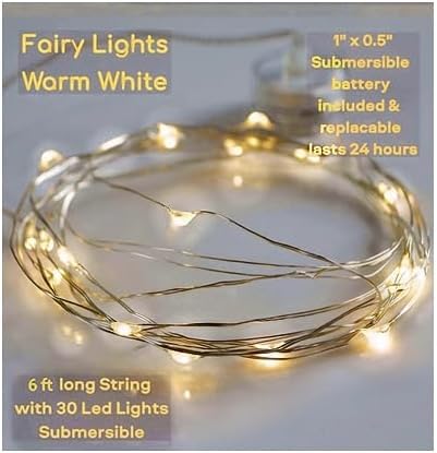 3 Led Fairy Lights Strings Garland-Warm White Glow-Fully Submersible-Not Including The Vase - Thumbnail 2