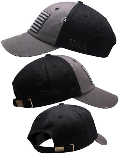 Image of Antourage American Flag Unisex Baseball Hat for Men and Women | USA Flag Mesh Snapback Flat Visor Cap + 2 Patriotic Patches