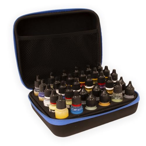 Hartem - Organisateur de peintures pour modélisme et acrylique | Étui rembourré avec mousse pour 30 bouteilles, mallette portable avec poignée et poche intérieure