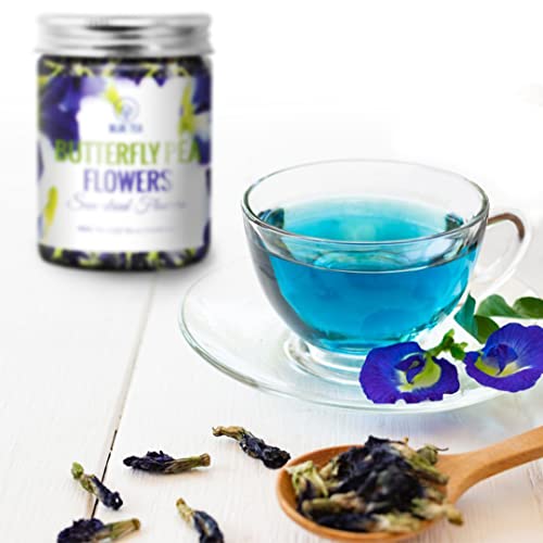 Blue Tea - Butterfly Pea Flower Herbal Tea (1.76 Oz) | Detox Tea | Iced Teas, Coolers, Cocktails | Caffeine Free - Gluten Free - Non-Gmo | Pet Jar Pack #TOP2