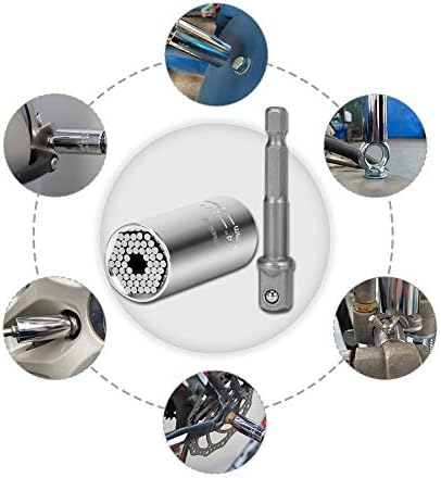 COMOWARE Universal Socket Wrench Set 7mm-19mm Father's Day Gifts from Son- Multifunctional Hand Tools Cordless Ratchet Adapter, 105°Right Angle Extension Drill, Dad Gadgets, Tools for Men