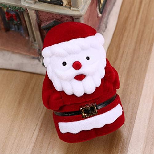 Amosfun Christmas Velvet Engagement Ring Box Jewelry Storage Box Gift Box Ring Earrings Jewelry Counter Display Props