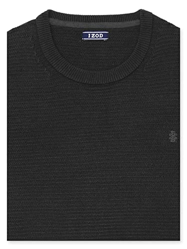Izod Men's Classics Long Sleeve Crewneck Textured Ottoman Sweater, Black, Large #TOP3