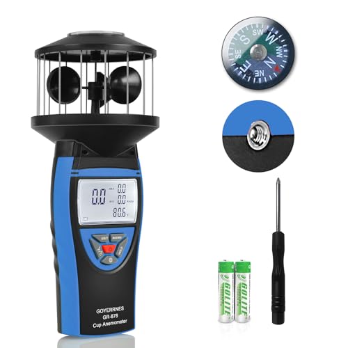 GOYERRNES Handheld Cup Anemometer with Compass, 93MPH...