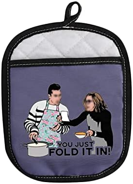 MEIKIUP You Just Fold It in Pot Holders Mats Heat Resistance Cooking Gloves for BBQ Baking Grilling Cheese Lover Gift (You Just Fold It in)