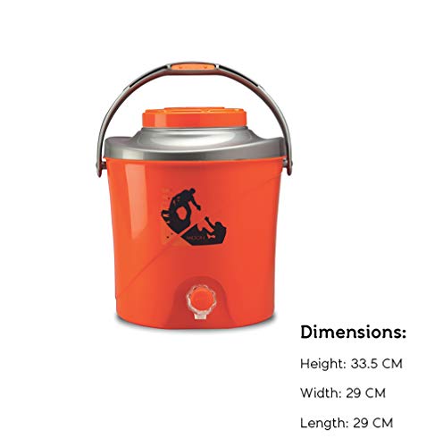Image of Milton Kool Stallion 10 Insulated Plastic Water Jug, 1 Piece, 9.7 litres, Orange | Food Grade | Easy to Carry | BPA Free | Ideal for Travel | Picnic | Homes | Office | Shops | Clinics