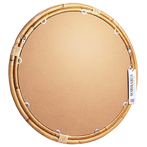 Sorbaria Natural Rattan Frame Round Mirror (Large-30 Dia) #TOP2