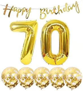 Chaungfu 70th Birthday Decoration Happy Banner Balloons 70 Years Old Birthday Party Supplies Helium Balloons Number 70 Balloons Latex Balloon Foil Balloon, 70th Gold Birthday Party Decoration
