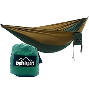 gipfelsport ultralichte hangmat – outdoor reishangmat met bevestigingsmateriaal I travel hammock voor kamperen, tuin, reizen | ademend, ruimtebesparend | Draagkracht tot 250 kg met 2x premium karabijnhaken