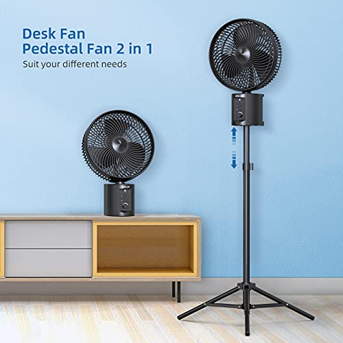 OPOLAR 20000mAh Battery Operated Desk Fan with Tripod, Timer and Remote, 10” Rechargeable Pedestal Fan, 50H Working Time, Auto Oscillation, Adjustable Height and Tilting, for Camping, Indoor, Outdoor