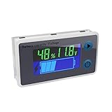 Battery Monitor, DROK 10-100V Digital Battery Capacity Tester, Percentage Level Voltage Temperature Switch Meter Gauge 12V 24V 36V 48V LCD Display Marine RV Battery Power Indicator Panel