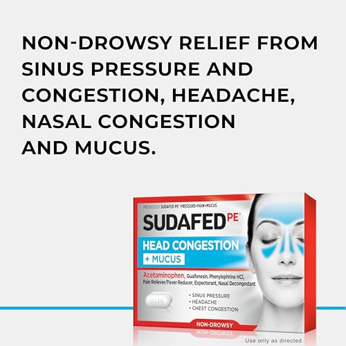 Sudafed PE Head Congestion + Mucus Tablets for Sinus Pressure, Pain & Congestion, 24 ct - Thumbnail 2