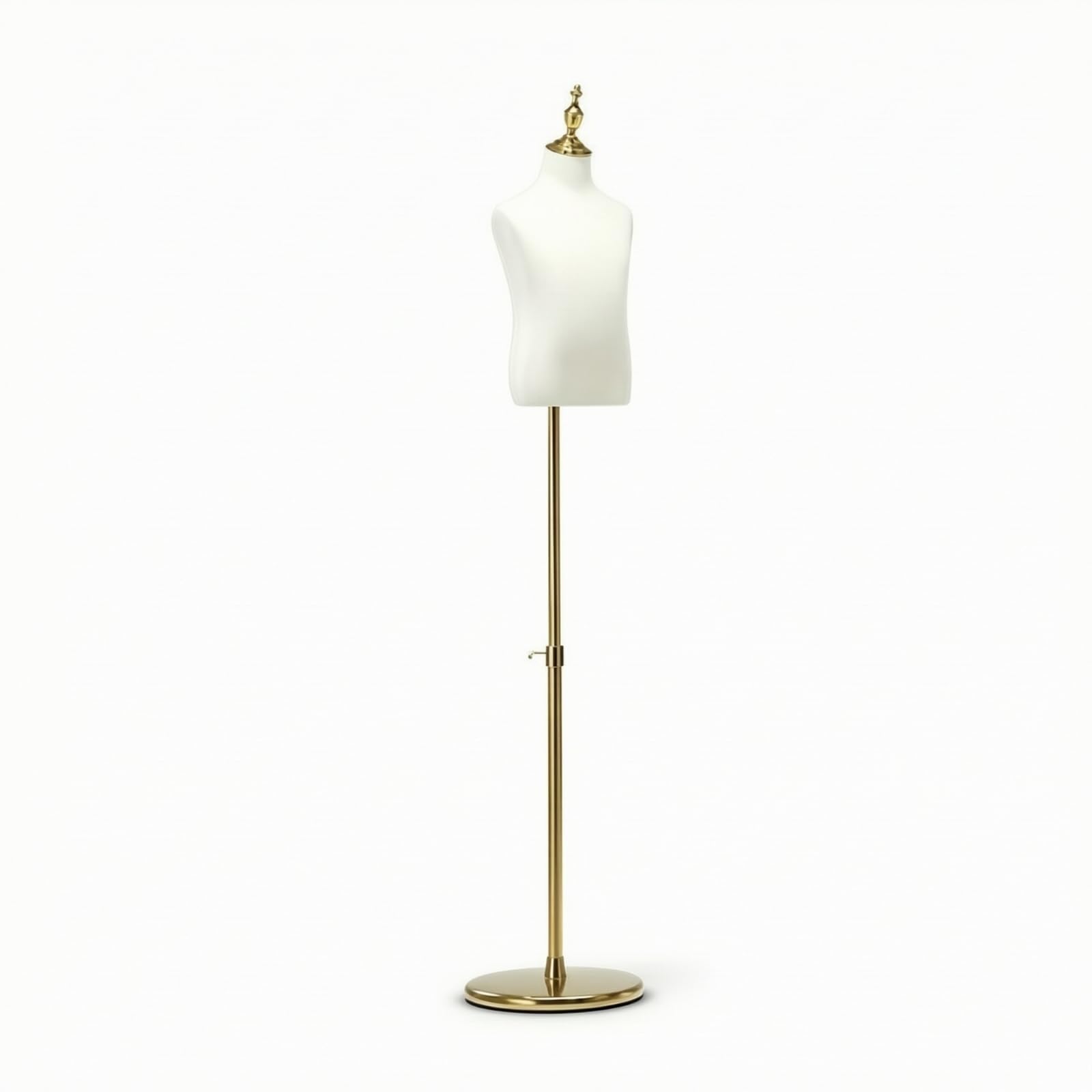 Schneiderpuppe stoffbezogen -Schaufensterpuppe höhenverstellbar Torso für Einzelhändler, Schaufenster, Verkaufsraum, Fotostudio , Goldbasis Goldkopfkappe , 8 Jahre