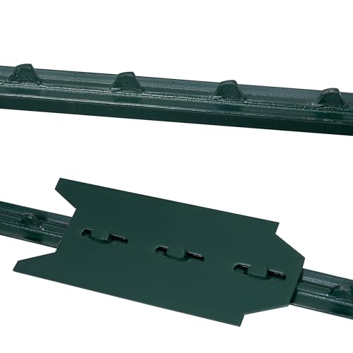 VASGOR T-Post 5 Feet - Sturdy Duty Metal Fence Post – 5 Pack Garden T Posts for Fencing with 15 Zip Ties & 10 Post Clips