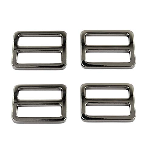 Dgol 10Pcs 1 Inch Zinc Alloy Slider Tri-Glide Buttons Webbing Strap Tri Glide Adjustable Buckle Fasteners (Gun Metal) #TOP2