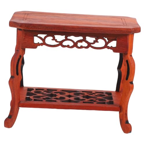 Alipis Wooden Display Stand Base for Indoor Plants and Ornaments Carved Red Flower Pear Wood Plant Stool Risers Multifunctional Bonsai and Vase Display Pedestal Oriental Style Home Decor