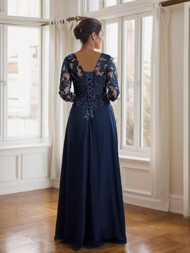 Yuxin Mother of The Bride Dresses for Wedding 3/4 Sleeve Chiffon Long Lace Sequin Formal Evening Gowns for Women 9552