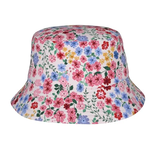 Millefleurs Different Flowers Pink Bucket Hats Fashion Sun Cap Packable Outdoor Fisherman Hat for Women and Men
