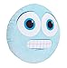 Emotion z4U - Cojín redondo de peluche (32,5 cm), diseño de emoticono, color azul