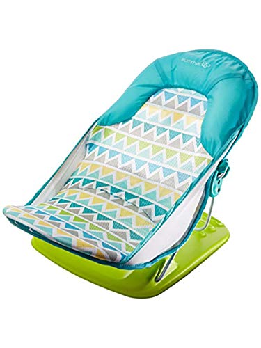 Image of Summer Deluxe Baby Bather (Triangle Stripes) – Bath Support for Use in the Sink or Bathtub – Includes 3 Reclining Positions