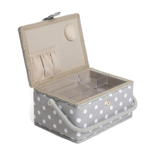 Miniatura 8 de Hobby Gift Mrm Costurero Mediano Exclusivo, Caja De Almacenamiento Para Manualidades, Bandeja Para Accesorios, Alfiletero, Mango De Pvc, Gris, 18.5x26x15 Cm
