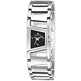 SWISSTONE Stainless Steel Dzl411-Blk Silver Bracelet Wrist Watch for Women, Analogue