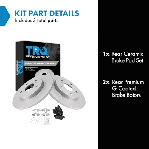 Image of TRQ Rear Brake Pad and Rotor Set Ceramic G Coated Rotors Compatible with 2016 Scion iM 2008-2015 xB 2017-2018 Toyota Corolla iM 2009-2013 Matrix