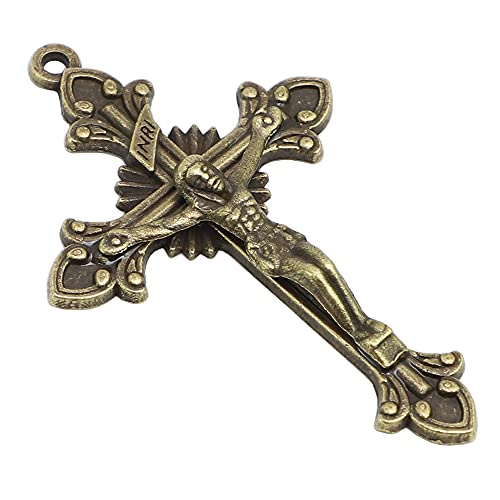 50Pcs Of 2 Inches Antique Bronze Catholic Flared Sunburst Rosary Crucifix Cross #TOP1
