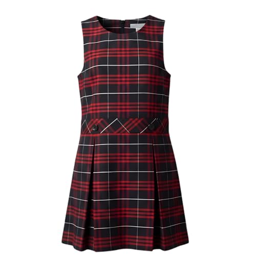 ClassExceed Girls Back to School Uniform Plaid Jumper – Traditional Two Pleat Jumper Dress, Knee-Length, School-Approved Design (US, Numeric, 8, Regular, Big Girls, PL37)