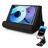 Sttargxing Universal Tablet Cushion Stand - Multi-Angle Lazy Holder with Net Pocket & Phone Stands Options for Lap, Knee, Sofa, Bed (Black)