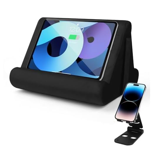 Tablet Stand Multi-Angle Tablet Pad Stand Lazy Holder Stand Soft Pad Stand Tablet Cushion Stand with Net Pocket & Random Color Stands for Lap, Knee, Sofa and Bed Universal Phone Pad Stands(Black)