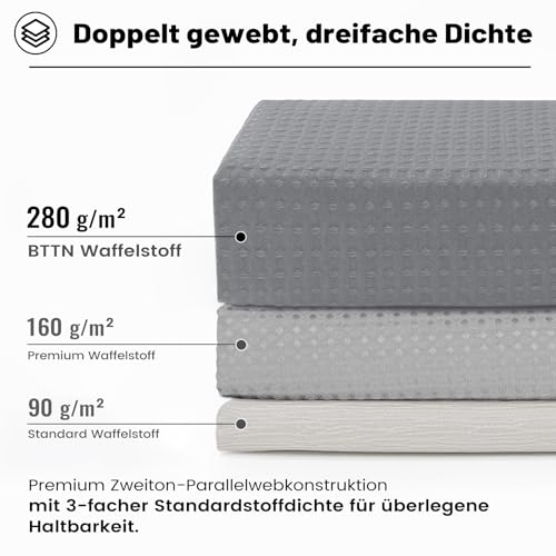 Miniatura 5 de Bttn Cortina De Ducha De Tejido Waffle 120x200 Cm, Estrecha Antimoho Impermeable Resistente Con 8 Ganchos, Moderna Y Lujosa Lavable Decorativa Para Baño, Gris