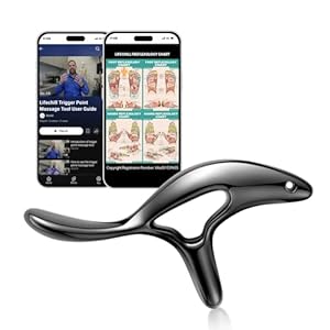 lifechill Trigger Point Massage Tool for Deep Tissue Pain Relief, Gua Sha & Muscle Scraper Tool for Full Body, Thumb Saver Acupressure Tool Relieve Plantar Fasciitis, Black