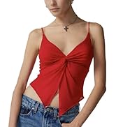 Womens Tank Tops - Sheer Mesh Top, Slim Fit Twisted Knot V Neck Sleeveless Camisole