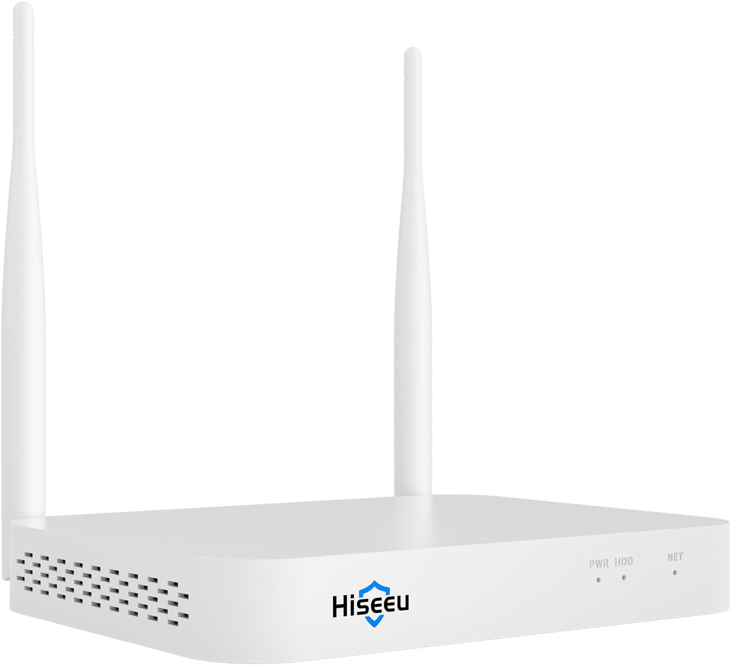 Hiseeu 10CH Wireless Mini White Network Video Recorder, Compatible with 2.5Inch Hard Drive, Add on Hiseeu 3MP/5MP Wireless Camera, Plug-in 12V2A Output Power Adapter